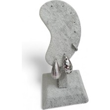 Cesicey Çizgi ve Kalp Desenli Damla Zirkon Mini Halka 3 lü set Çelik Küpe Gümüş Renk