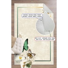 Pelura Halı Dijital Baskılı Kelebek Desenli Dekoratif Kaymaz Taban Yıkanabilir Halı Salon Halısı Yolluk