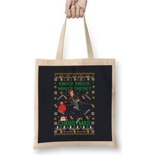 Toyaso Brooklyn 99 Sweater Christmas Knit Yılbaşı Beyaz Bez Çanta Uzun Saplı Alışveriş Çantası