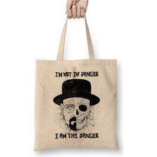 Toyaso Breaking Bad I Am The Danger Beyaz Bez Çanta Uzun Saplı Alışveriş Çantası Plaj Çantası