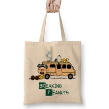 Toyaso Breaking Bad Breaking Peanuts Beyaz Bez Çanta Uzun Saplı Alışveriş Çantası Plaj Çantası