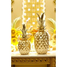 Ay Hediyelik Ikili Ananas Biblo - Dekoratif Polyester 15X33 cm