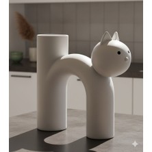 Antilop 3D Baskı Minimalist Kedi Figürlü Dekoratif Vazo – Modern Tasarım Ev & Ofis Aksesuarı
