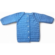 Pafuli El Örgüsü Su Yolu Desenli Bebek / Çocuk Hırkası Mavi (0-2 Yaş)