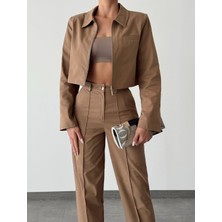 Seda Fidan Boutique Denim Gabardin Takım Vizon