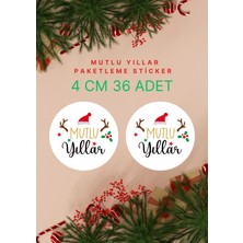 packmira etiket&ambalaj Mutlu Yıllar Merry Christmas Happy New Year Kuşe Etiket 4 CM36 Adet Yeni Yeni Yıl Yılbaşı Sticker 11