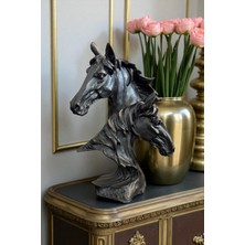 Ay Hediyelik Ikiz Atlar Büst Biblo - Dekoratif Polyester 17X23 cm