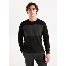 Altınyıldız Classics Bisiklet Yaka Standart Siyah - Gri Erkek Kazak ACE049261524_SYG