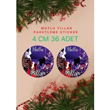 packmira etiket&ambalaj Mutlu Yıllar Merry Christmas Happy New Year Kuşe Etiket 4 cm 36 Adet Yeni Yeni Yıl Yılbaşı Sticker 9