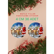 packmira etiket&ambalaj Mutlu Yıllar Merry Christmas Happy New Year Kuşe Etiket 4 CM36 Adet Yeni Yeni Yıl Yılbaşı Sticker 10