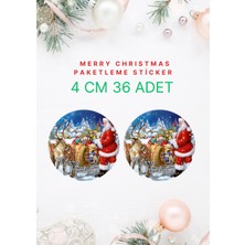 packmira etiket&ambalaj Merry Christmas Happy New Year Mutlu Yıllar Kuşe Etiket 4 cm 36 Adet Yeni Yeni Yıl Yılbaşı Sticker 4