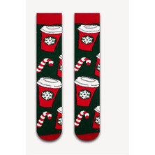 Neşeli Çoraplar Noel Coffe Renkli Havlu Çorap
