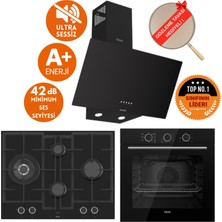 Ferre Fryart&silentart Jona Sessiz Yeni Seri Siyah Ankastre Set (D086-SA + QXE62CS + ED075-WFA Wok)