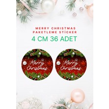 packmira etiket&ambalaj Merry Christmas Happy New Year Mutlu Yıllar Kuşe Etiket 4 cm 36 Adet Yeni Yeni Yıl Yılbaşı Sticker 2