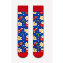 Neşeli Çoraplar Mavi Noel Süsleri Havlu Çorap