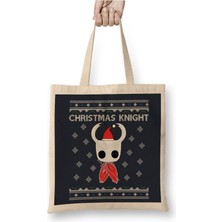 Toyaso Christmas Hollow Knight Knit Yılbaşı Beyaz Bez Çanta Uzun Saplı Alışveriş Çantası