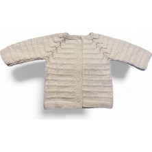 Pafuli El Örgüsü Su Yolu Desenli Bebek / Çocuk Hırkası Krem (0-1 Yaş)