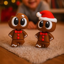 Flexilab Creative 2'li Sevimli Kurabiye Adam Figür Seti – Yılbaşı Temalı 3D Oyuncak (5-6 Cm)