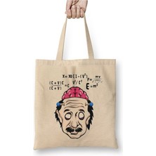 Toyaso Albert Einstein Zombie Matematik Beyaz Bez Çanta Uzun Saplı Alışveriş Çantası Plaj Çantası