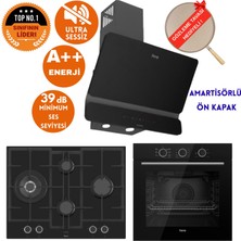 Ferre Fryart&silentart Rono Sessiz Yeni Seri Siyah Ankastre Set (D080-SA + QXE62CS + ED075-WFA Wok)