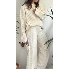 Lasorella Butik Kadın Beyaz Triko Takım