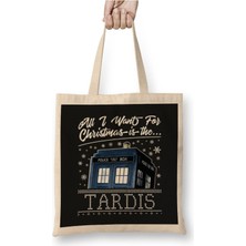 Toyaso Dr Who Doctor Who All I Want For Christmas Is The Tardis Beyaz Bez Çanta