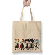 Toyaso Demon Slayer Iblis Keser Sevimli Karakterler 02 Beyaz Bez Çanta Uzun Saplı Alışveriş Çantası