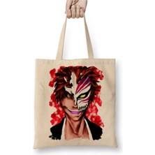 Toyaso Bleach Ichigo Kurosaki Beyaz Bez Çanta Uzun Saplı Alışveriş Çantası Plaj Çantası