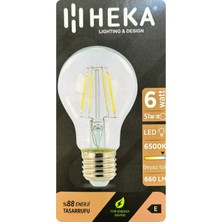 Avarson (1 Adet) Heka 6W (51W) 6500K (Beyaz Işık) E27 Duylu (Kalın Duy) LED Şeffaf Ampul