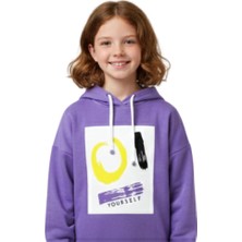 Fancy Kids Antalya Kız Çocuk Kapüşonlu Sweatshirt – Lila Renk, Dijital Baskılı, Rahat ve Esnek Kumaş