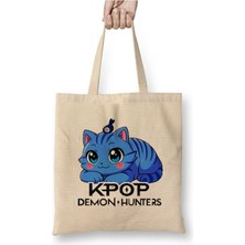 Toyaso Kpop Demon Hunters Cats Kedi Kdrama Beyaz Bez Çanta Uzun Saplı Alışveriş Çantası Plaj Çantası