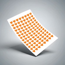 packmira etiket&ambalaj Yapışkanlı Kalp Şekilli Turuncu Sticker Etiket 180 Adet 2 cm