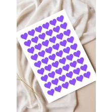packmira etiket&ambalaj Yapışkanlı Kalp Şekilli Mor Sticker Etiket 180 Adet 2 cm