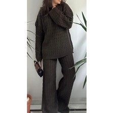 Lasorella Butik Kadın Kahverengi Triko Takım