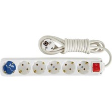 Almera 6'lı  Anahtarlı Topraklı Priz 3 Mt.