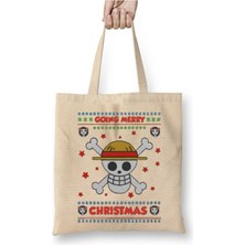 Toyaso One Piece Ugly Christmas Sweater Knit Yılbaşı Beyaz Bez Çanta Uzun Saplı Alışveriş Çantası