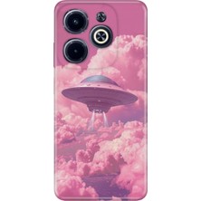 Adasena Infinix Hot 40 Pro Kılıf Desenli Baskılı Tpu Rubber Kapak Pembe Ufo