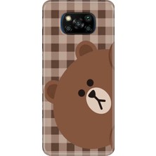 Senada Xiaomi Poco X3 Nfc - Pro Kılıf Desenli Baskılı Tpu Rubber Kapak Ekose Bear