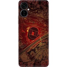 Adasena Tecno Camon 19 Neo Kılıf Desenli Baskılı Tpu Rubber Kapak Sarı Kırmızı Stadyum