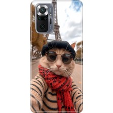 Adasena Xiaomi Redmi Note 10 Pro Kılıf Desenli Baskılı Tpu Rubber Kapak Selfie Cat