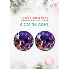 packmira etiket&ambalaj Merry Christmas Happy New Year Mutlu Yıllar Kuşe Etiket 4 cm 36 Adet Yeni Yeni Yıl Yılbaşı Sticker 3