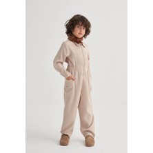 Cigit Tencel Önü Fermuarlı Tulum 2-7 Yaş Bej