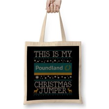 Toyaso This Is My Poundland Christmas Jumper Yılbaşı Beyaz Bez Çanta Uzun Saplı Alışveriş Çantası