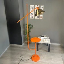 Bamyum Ulmete Turuncu Gövde Eskitme Renk Lambader Tepsili Makas Gövde Metal Oturma Odası Zemin Lambası