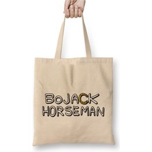Toyaso Bojack Horseman Text Beyaz Bez Çanta Uzun Saplı Alışveriş Çantası