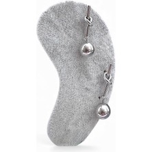 Cesicey Düğümlü Topçuk Kadın Çelik Küpe Gümüş Renk