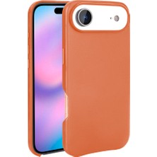Zore iPhone 17 Air Kılıf M-Safe Şarj Özellikli Pu Deri Görünümlü Vlmt Kupra Kapak - Turuncu