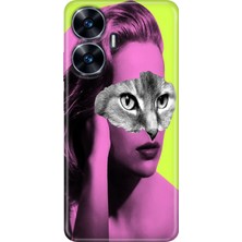 Senada Realme C55 Kılıf Desenli Baskılı Tpu Rubber Kapak Cat Face