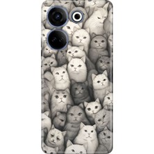 Senada Tecno Camon 20 Kılıf Desenli Baskılı Tpu Rubber Kapak Karakalem Kedi