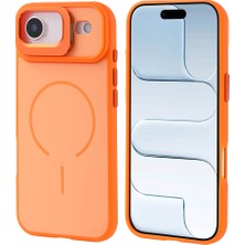 iPhone 17 Air Kılıf M-Safe Şarj Özellikli Kamera Standlı Zore Notron Kapak - Turuncu